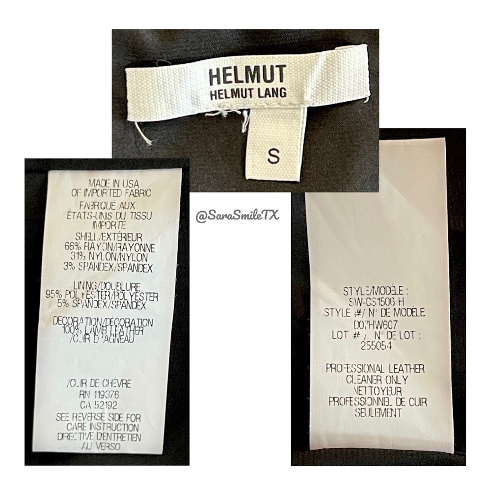 HELMUT LANG Black Lambskin Leather Panel Long Sleeve Mini Dress NWOT - Picture 16 of 16